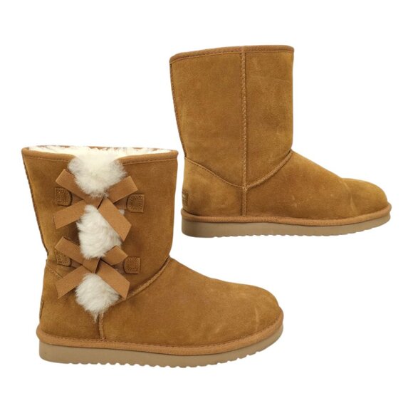 Koolaburra UGG Victoria Short Boots Womens Size 9 Suede Leather Chestnut 1015874 - Picture 2 of 16